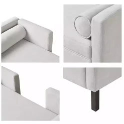 Kirklands Home Benches & Ottomans|Upholstered Modern Split Back Bench Gray