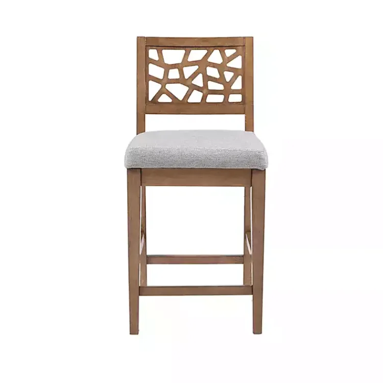 Kirklands Home Bar Stools & Counter Height Stools|Upholstered Oak Crackle Counter Stool Gray