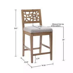 Kirklands Home Bar Stools & Counter Height Stools|Upholstered Oak Crackle Counter Stool Gray