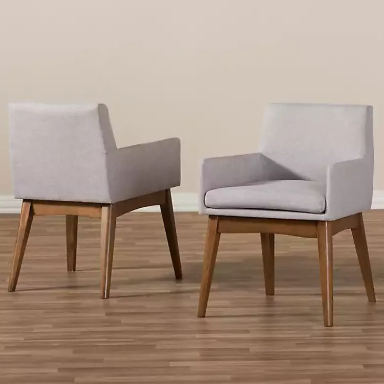 Kirklands Home Dining Chairs|Upholstered Walnut Dining Chairs, Set of 2 Gray