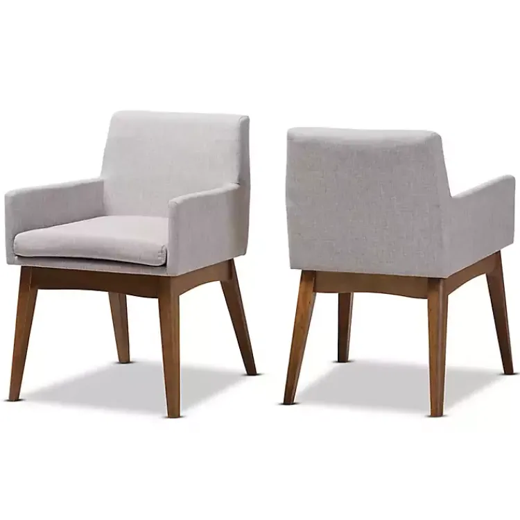 Kirklands Home Dining Chairs|Upholstered Walnut Dining Chairs, Set of 2 Gray