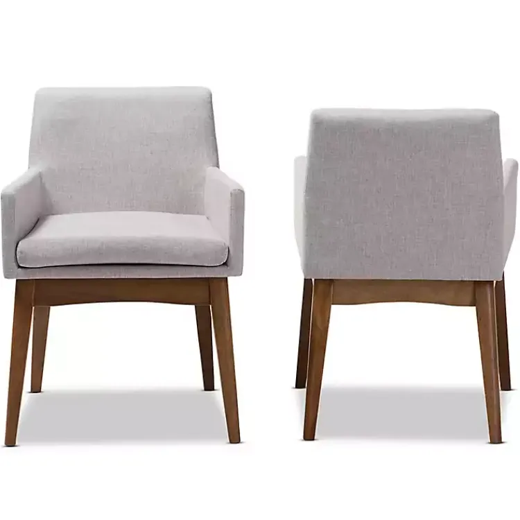 Kirklands Home Dining Chairs|Upholstered Walnut Dining Chairs, Set of 2 Gray