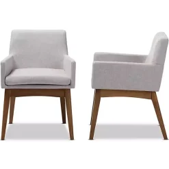 Kirklands Home Dining Chairs|Upholstered Walnut Dining Chairs, Set of 2 Gray