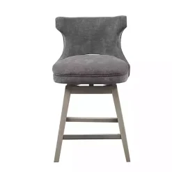Kirklands Home Bar Stools & Counter Height Stools|Upholstered Wood Swivel Counter Stool Gray