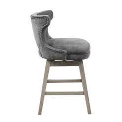 Kirklands Home Bar Stools & Counter Height Stools|Upholstered Wood Swivel Counter Stool Gray