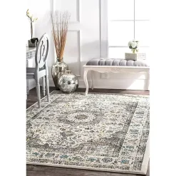 Kirklands Home Area Rugs|Gray Verona Medallion Area Rug, 5x7