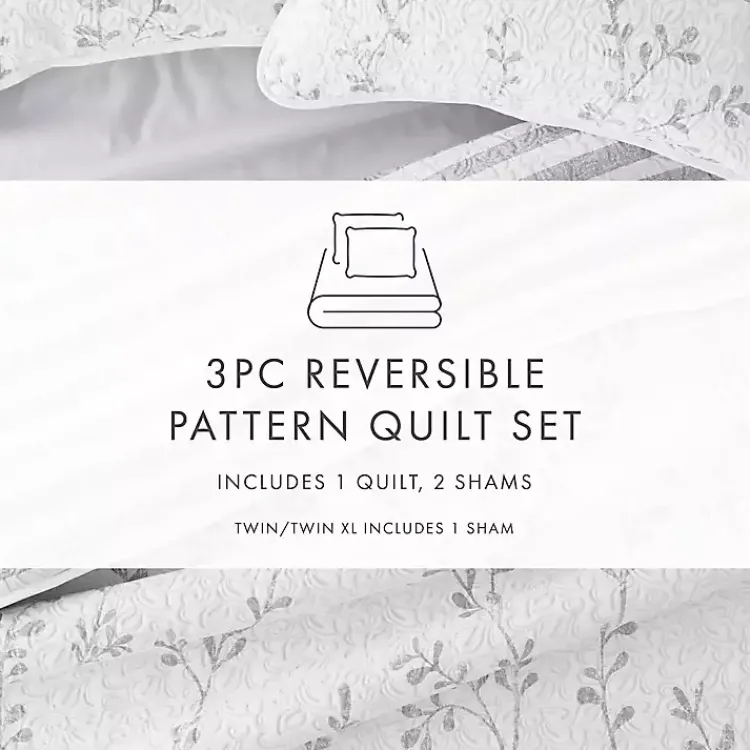 Kirklands Home Quilts|Gray Vines Reversible 2-pc. Twin Quilt Set