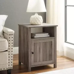 Kirklands Home Accent & End Tables|Wash Grooved Door Side Table Gray