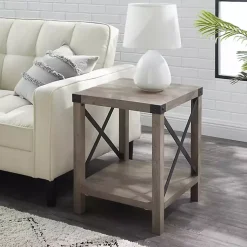 Kirklands Home Accent & End Tables|Wash Industrial X-Frame Accent Table Gray