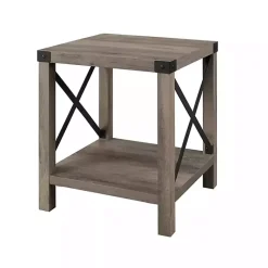 Kirklands Home Accent & End Tables|Wash Industrial X-Frame Accent Table Gray