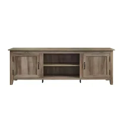 Kirklands Home Tv Stands & Media Consoles|Gray Wash Wood Grooved Door TV Stand Brown