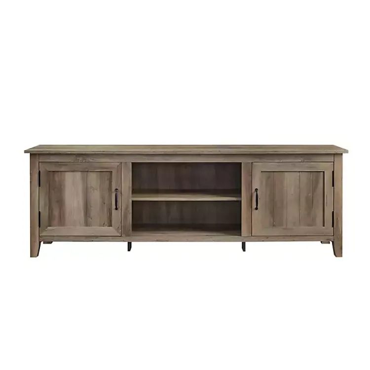 Kirklands Home Tv Stands & Media Consoles|Gray Wash Wood Grooved Door TV Stand Brown