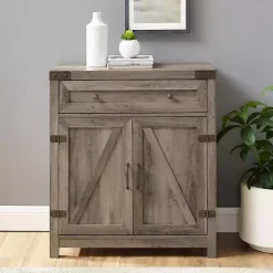 Kirklands Home Cabinets & Sideboards|Wash Wooden and Metal Barn Door Cabinet Gray