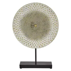 Outlet White Gold Carved Mandala Metal Sculpture Statues & Figurines