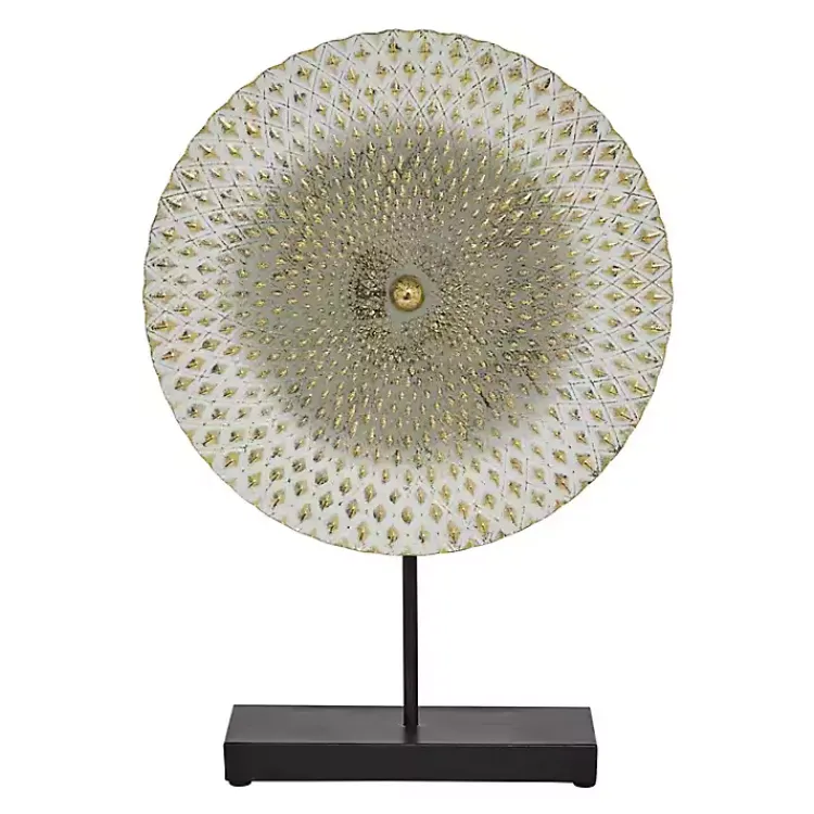 Outlet White Gold Carved Mandala Metal Sculpture Statues & Figurines