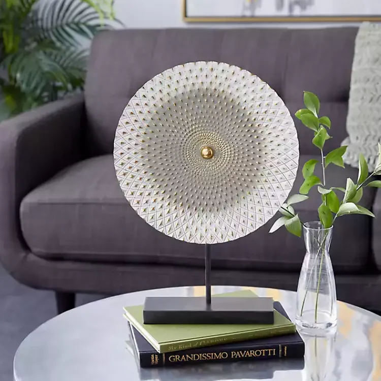 Outlet White Gold Carved Mandala Metal Sculpture Statues & Figurines