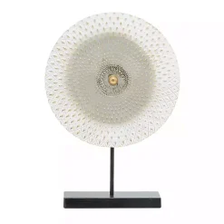 Outlet White Gold Carved Mandala Metal Sculpture Statues & Figurines