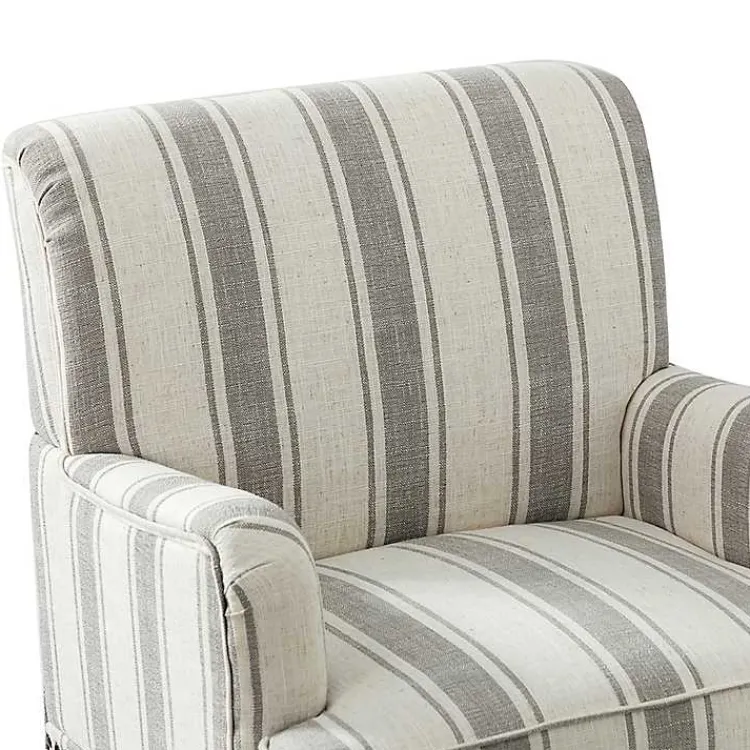 Kirklands Home Accent Chairs|Gray White Stripe Upholstered Accent Chair