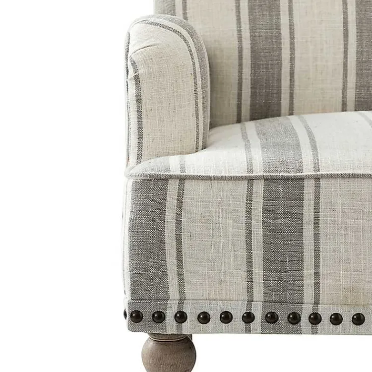 Kirklands Home Accent Chairs|Gray White Stripe Upholstered Accent Chair