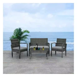 Kirklands Home Outdoor Sets|Wicker Frame 4-pc. Outdoor Living Set Gray
