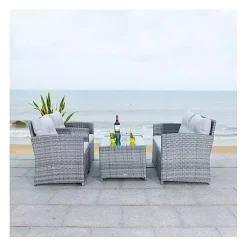Kirklands Home Outdoor Sets|Wicker 4-pc. Deluxe Outdoor Living Set Gray