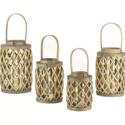 Hot Gray Willow Cylinder Lanterns, Set of 4 Lanterns