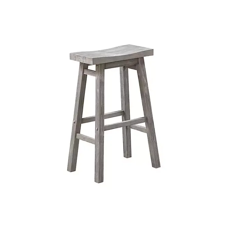 Kirklands Home Bar Stools & Counter Height Stools|Wire Brush Saddle Bar Stools, Set of 2 Gray