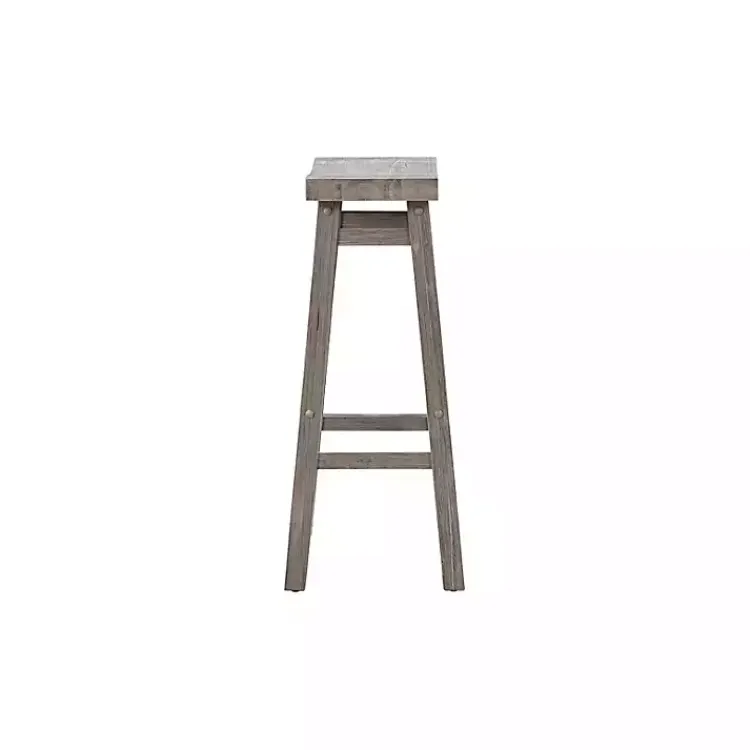 Kirklands Home Bar Stools & Counter Height Stools|Wire Brush Saddle Bar Stools, Set of 2 Gray