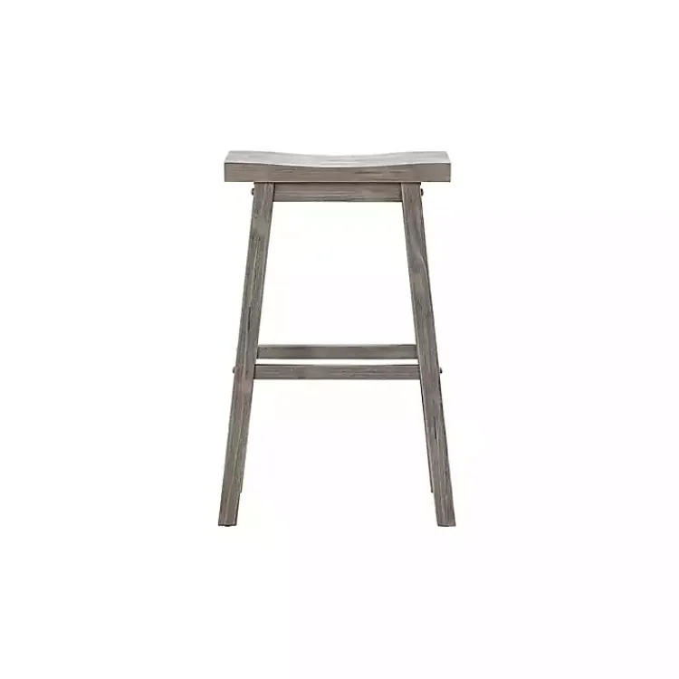 Kirklands Home Bar Stools & Counter Height Stools|Wire Brush Saddle Bar Stools, Set of 2 Gray