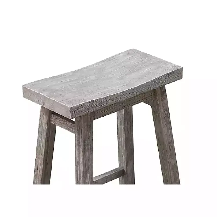 Kirklands Home Bar Stools & Counter Height Stools|Wire Brush Saddle Bar Stools, Set of 2 Gray