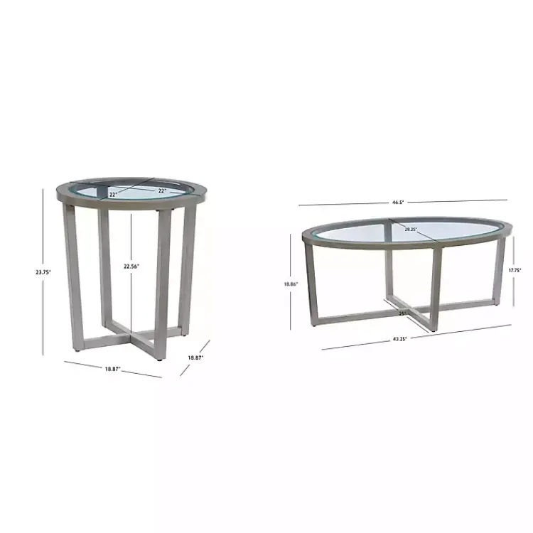 Kirklands Home Coffee Tables|Wood & Glass Top 3-pc. Table Set Gray