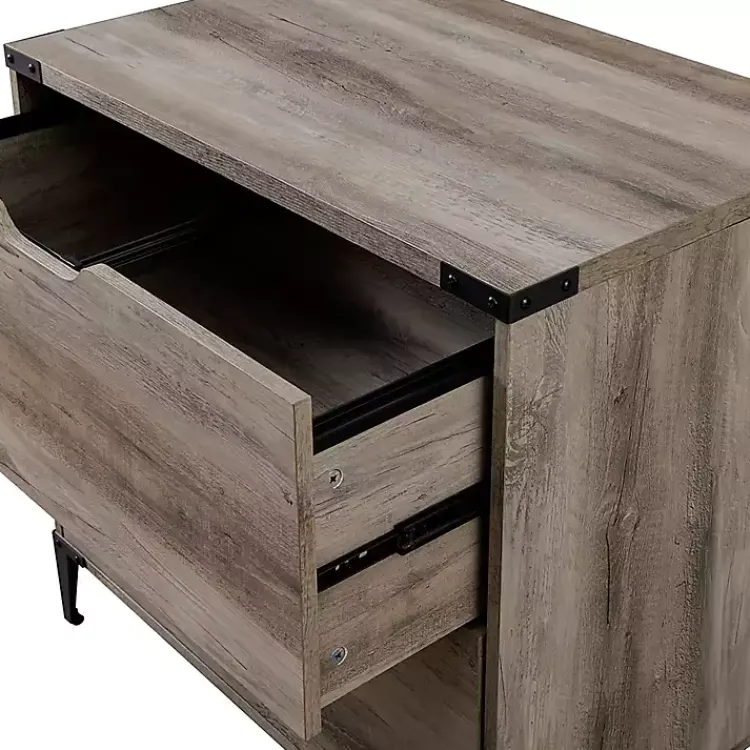 Kirklands Home Office Furniture|Wood and Iron Accent Filing Cabinet Gray