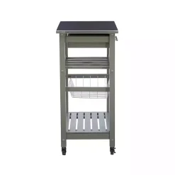 Kirklands Home Kitchen Islands & Bar Carts|Wood and Stainless Steel Kitchen Cart Gray