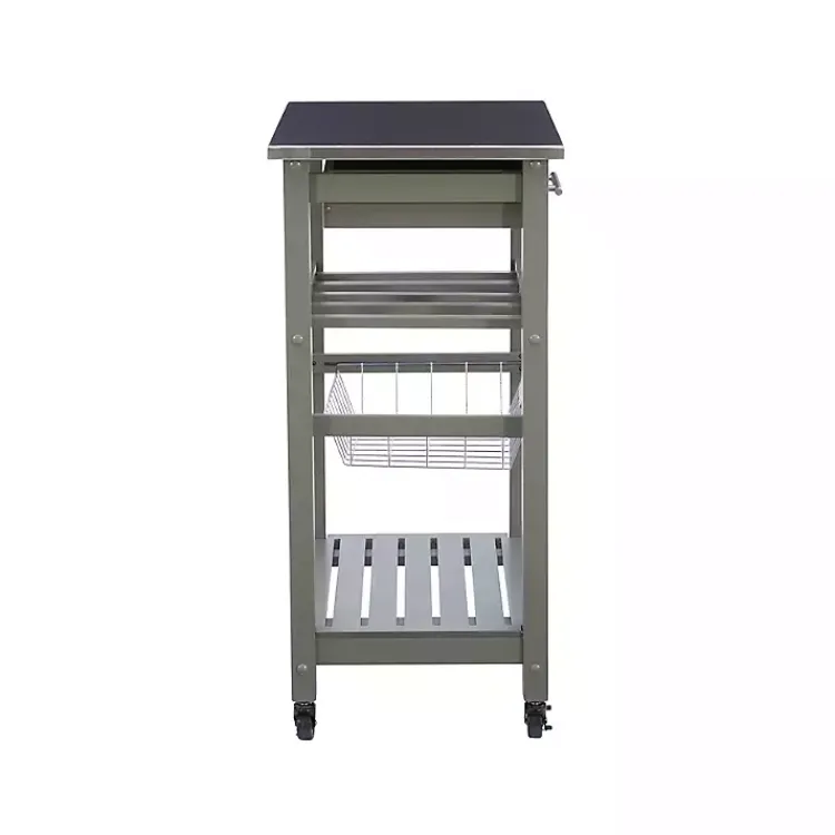 Kirklands Home Kitchen Islands & Bar Carts|Wood and Stainless Steel Kitchen Cart Gray