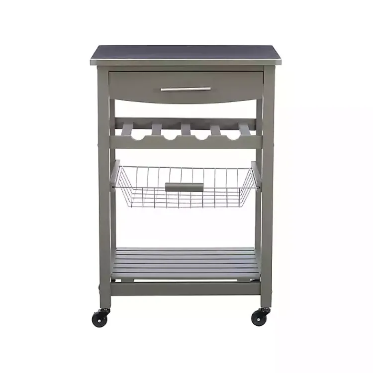 Kirklands Home Kitchen Islands & Bar Carts|Wood and Stainless Steel Kitchen Cart Gray