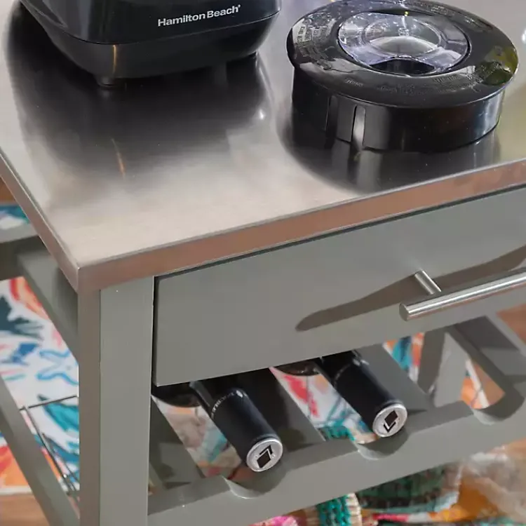 Kirklands Home Kitchen Islands & Bar Carts|Wood and Stainless Steel Kitchen Cart Gray