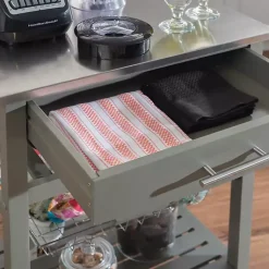 Kirklands Home Kitchen Islands & Bar Carts|Wood and Stainless Steel Kitchen Cart Gray