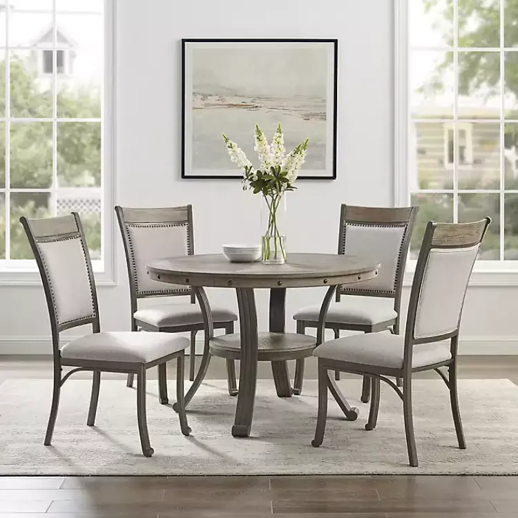 Kirklands Home Dining Sets|Wood and Upholstered Chairs 5-pc. Dining Set Gray
