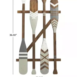 Kirklands Home Wall Plaques|Gray Wood Arrow and Striped Paddle Wall Plaque