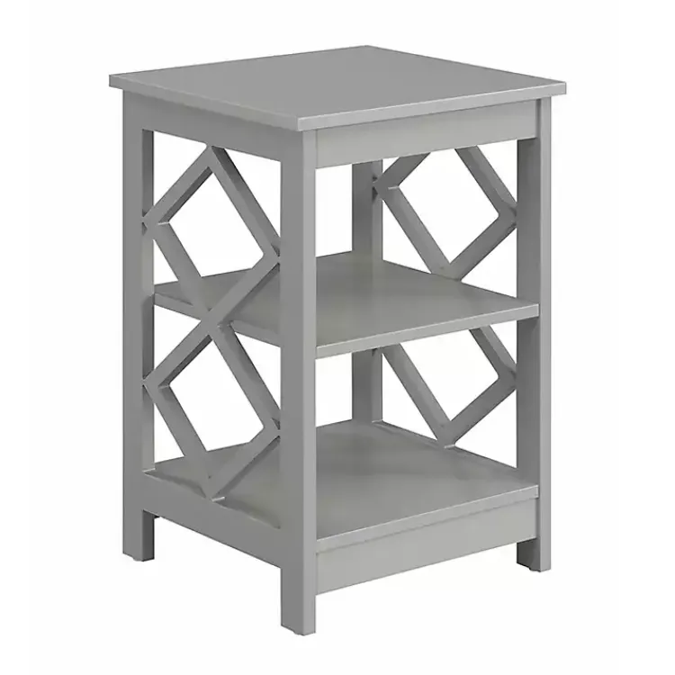 Kirklands Home Accent & End Tables|Wood Diamond 2-Tier Accent Table Gray