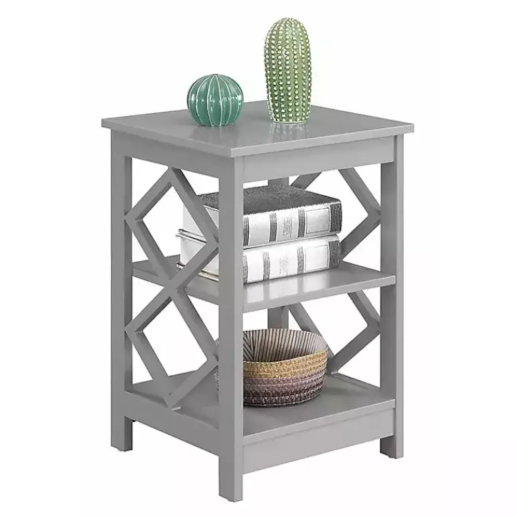 Kirklands Home Accent & End Tables|Wood Diamond 2-Tier Accent Table Gray