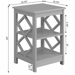 Kirklands Home Accent & End Tables|Wood Diamond 2-Tier Accent Table Gray