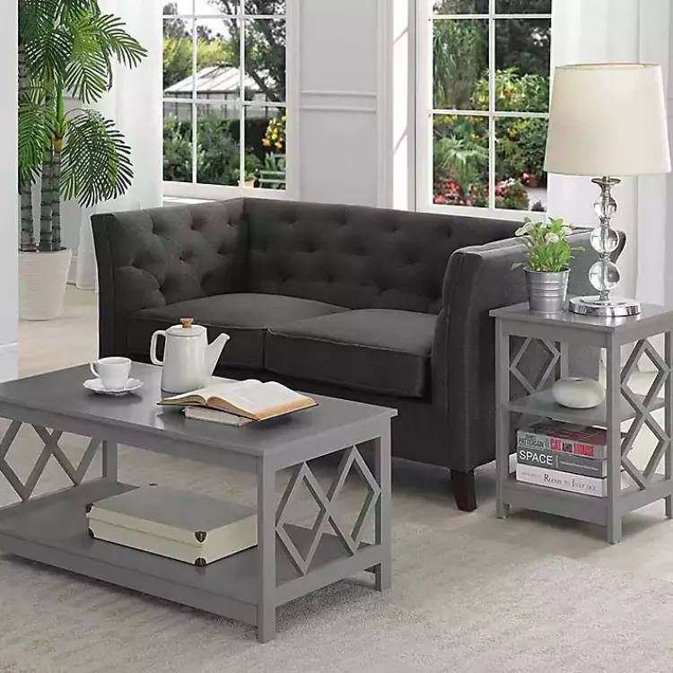 Kirklands Home Accent & End Tables|Wood Diamond 2-Tier Accent Table Gray