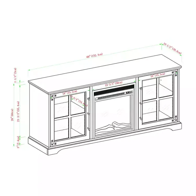 Kirklands Home Tv Stands & Media Consoles|Wood 2-Door LED Fireplace Cabinet Gray
