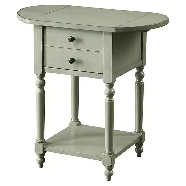 Kirklands Home Accent & End Tables|Wood 2-Drawer Drop Leaf Side Table Gray