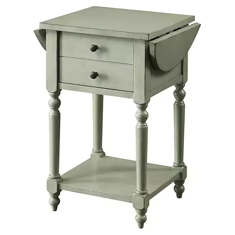 Kirklands Home Accent & End Tables|Wood 2-Drawer Drop Leaf Side Table Gray