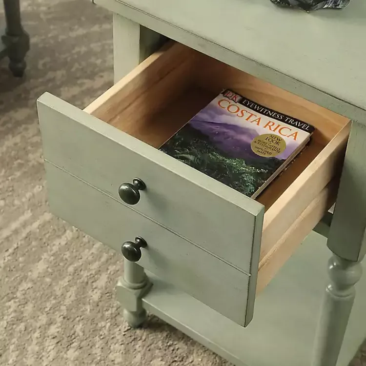 Kirklands Home Accent & End Tables|Wood 2-Drawer Drop Leaf Side Table Gray