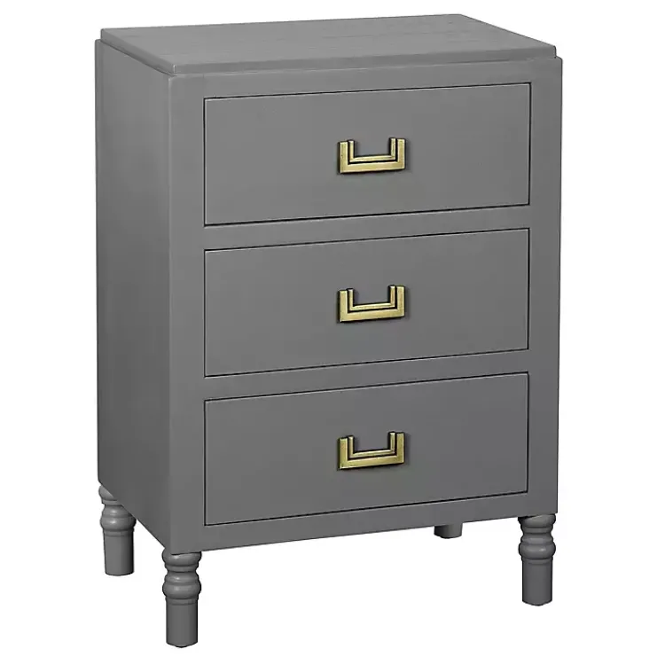 Kirklands Home Nightstands|Wood 3-Drawer Layla Nightstand Gray