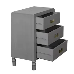 Kirklands Home Nightstands|Wood 3-Drawer Layla Nightstand Gray