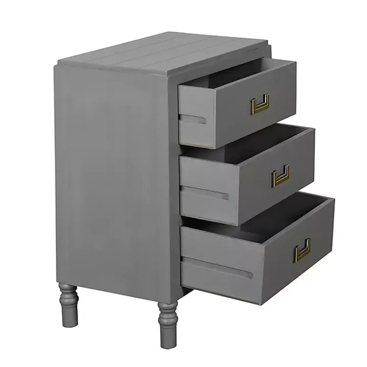Kirklands Home Nightstands|Wood 3-Drawer Layla Nightstand Gray